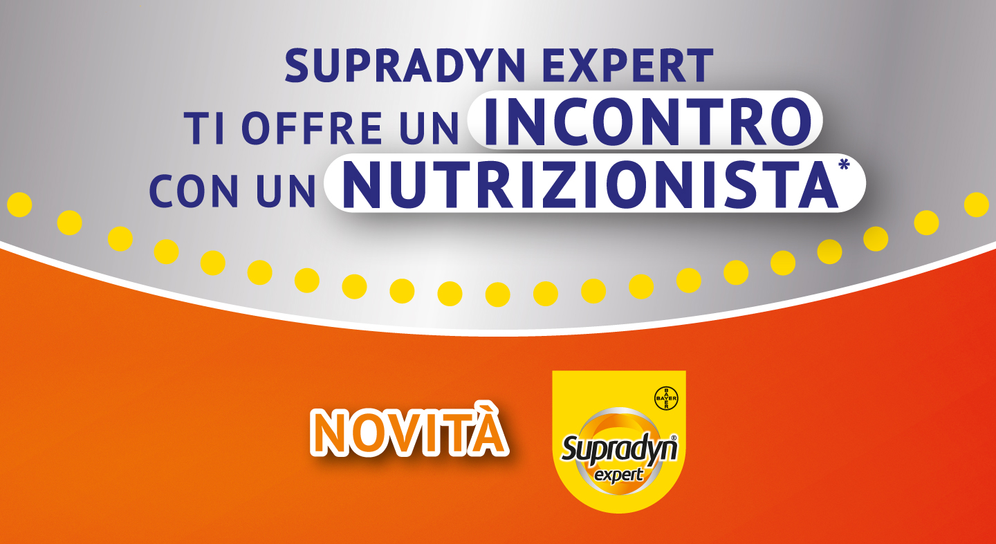 immagine desktop decorativa nella parte superiore della pagina: Supradyn Expert ti offre un incontro con un nutrizionista